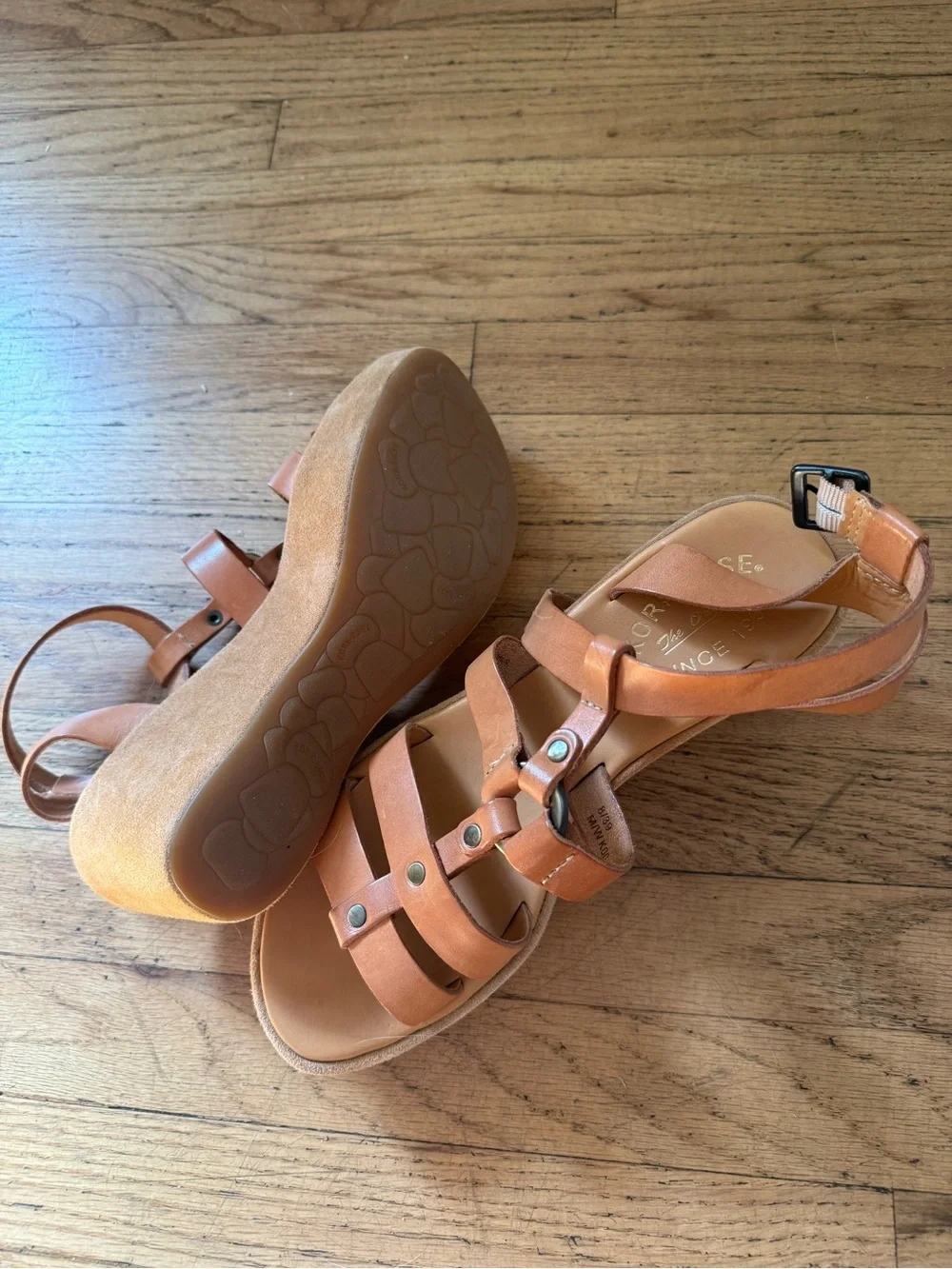 Kork-Ease Women's Tan Leather Wedge Sandals